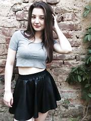 Sweet Brunette Teen Skirt Jugs