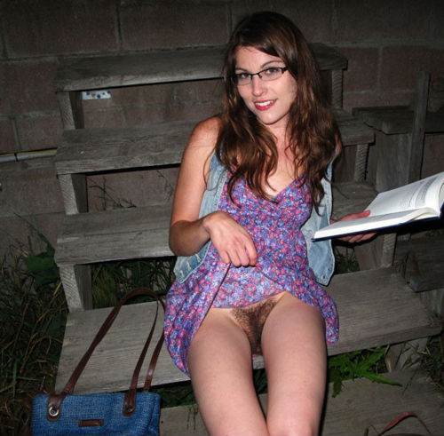 Bare Bottom Unshaved Pussy Public Underskirt Photo