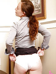 Petite Redhead Flashing Underskirt White Panties And Beaver