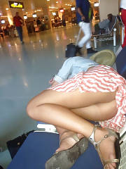 Candid Under Skirt At The Airport