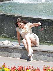 Up-skirt Peek By Fountain