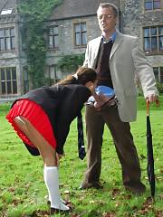 Student Gives A Head To Her Teacher In University Garden