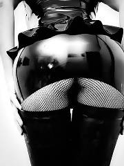 Latex Skirt Over Stockings
