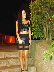 Cool Dark Haired Posing Outdoors In Really Hot Outfit