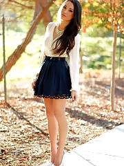 Leggy Dark Haired In A Cool Skirt
