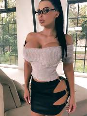 Aletta Ocean Wearing Glasses & A Hot Black Skirt