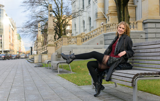 On Bench In Street